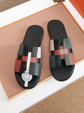 Hermès Plaid H-Strap Slide Sandals